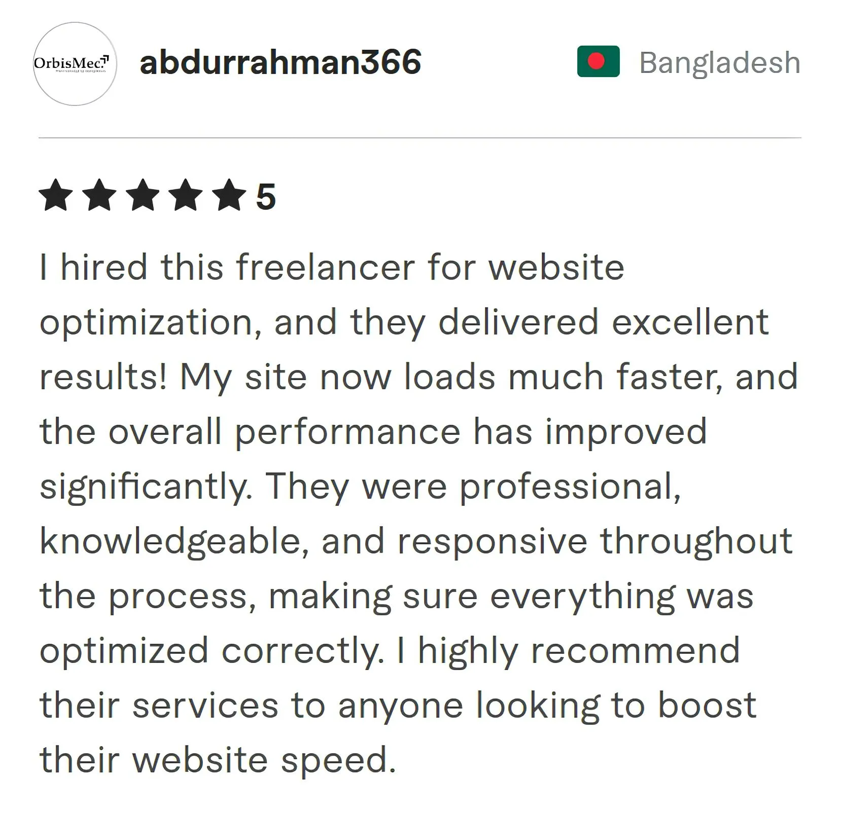 Abdurrahman366 Fiverr review Screenshot of Fiverr review from Abdurrahman366