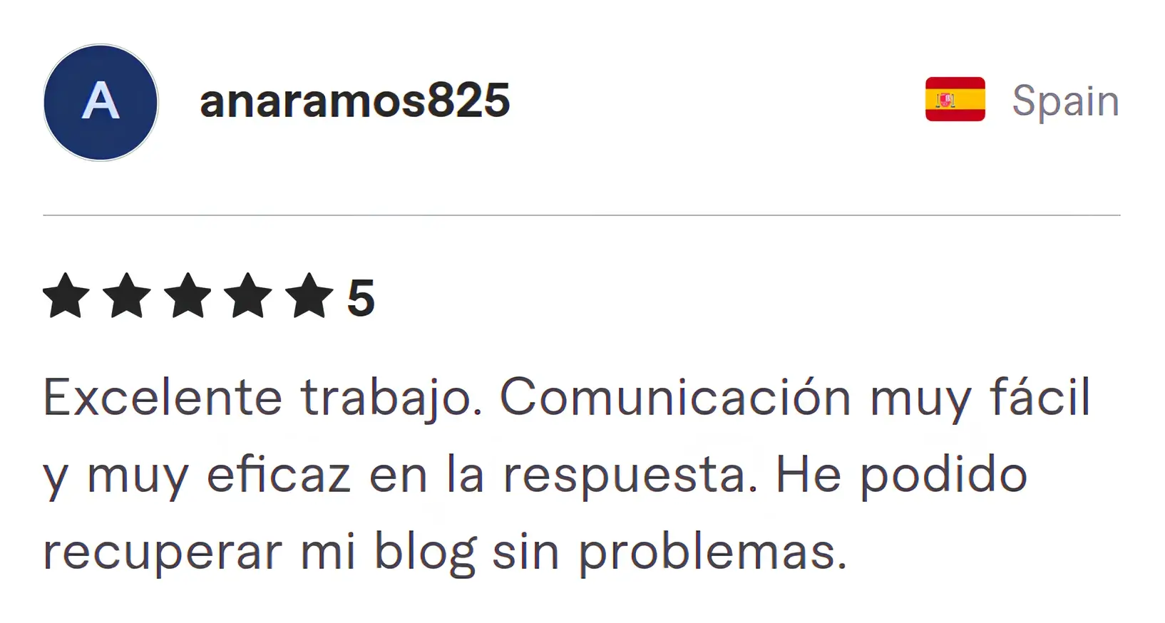 Ana Ramos825 Fiverr review Screenshot of Fiverr review from Ana Ramos825