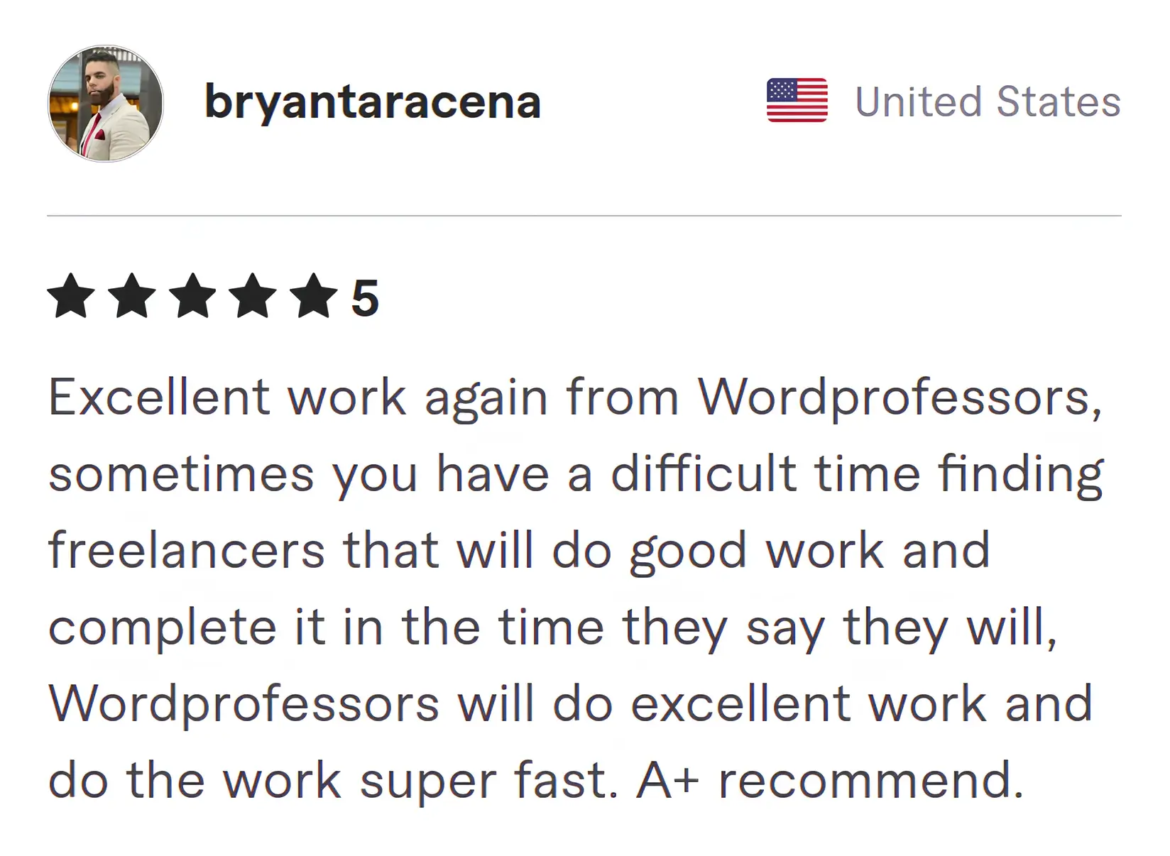 Bryan Taracena Fiverr review Screenshot of Fiverr review from Bryan Taracena