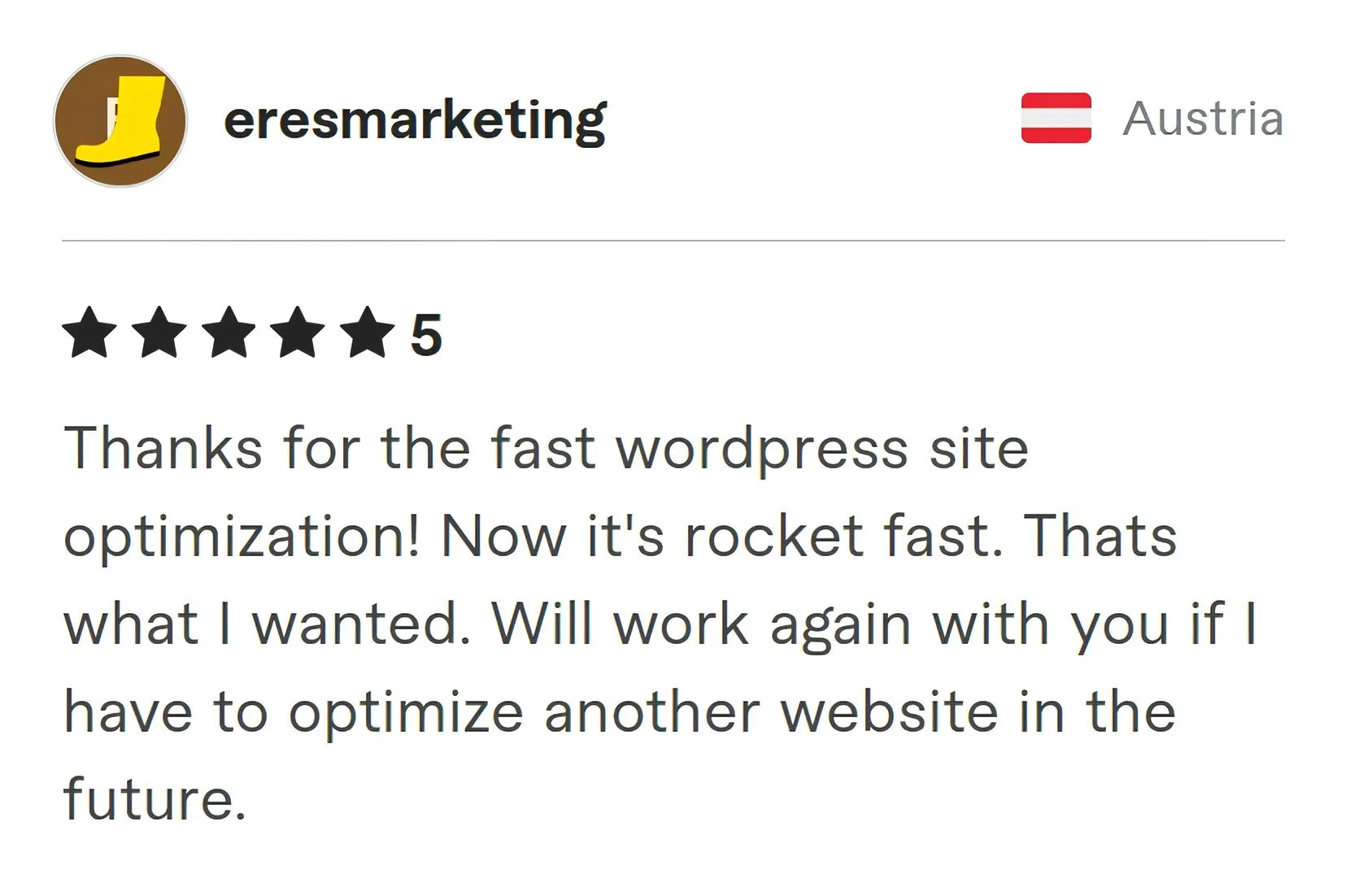 Eresmarketing Fiverr review Screenshot of Fiverr review from Eresmarketing