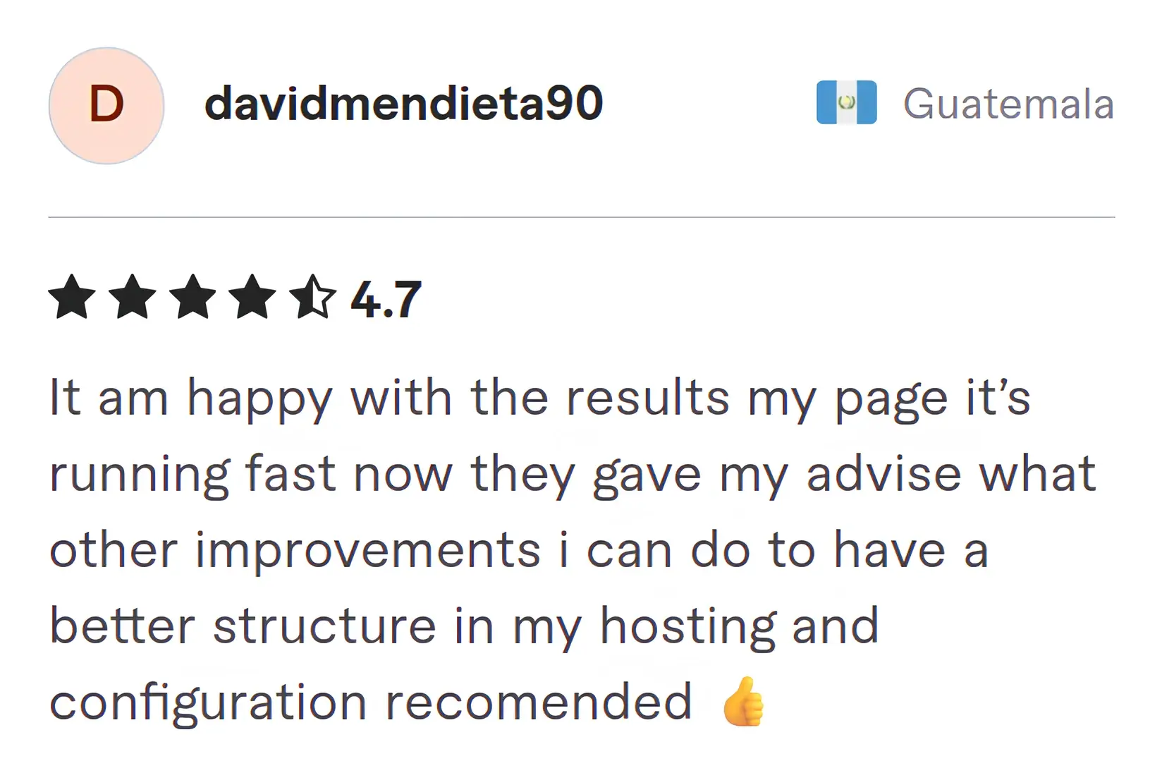 Davidmendieta90 Fiverr review Screenshot of Fiverr review from Davidmendieta90