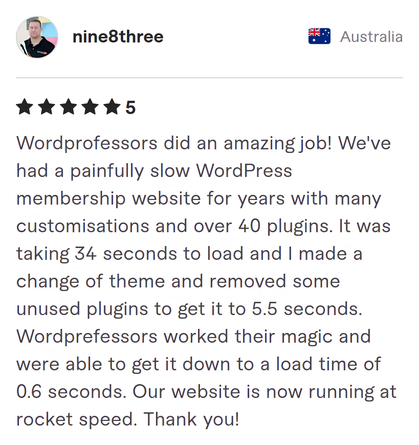 Nine8three Fiverr review Screenshot of Fiverr review from Nine8three