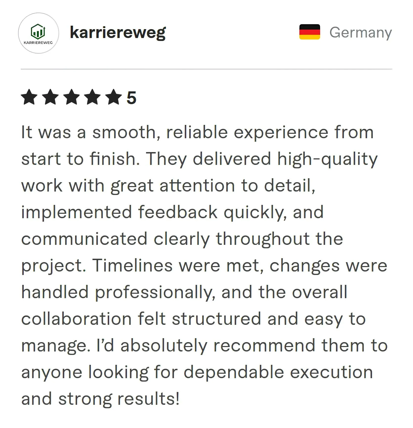 Karriereweg Fiverr review Screenshot of Fiverr review from Karriereweg