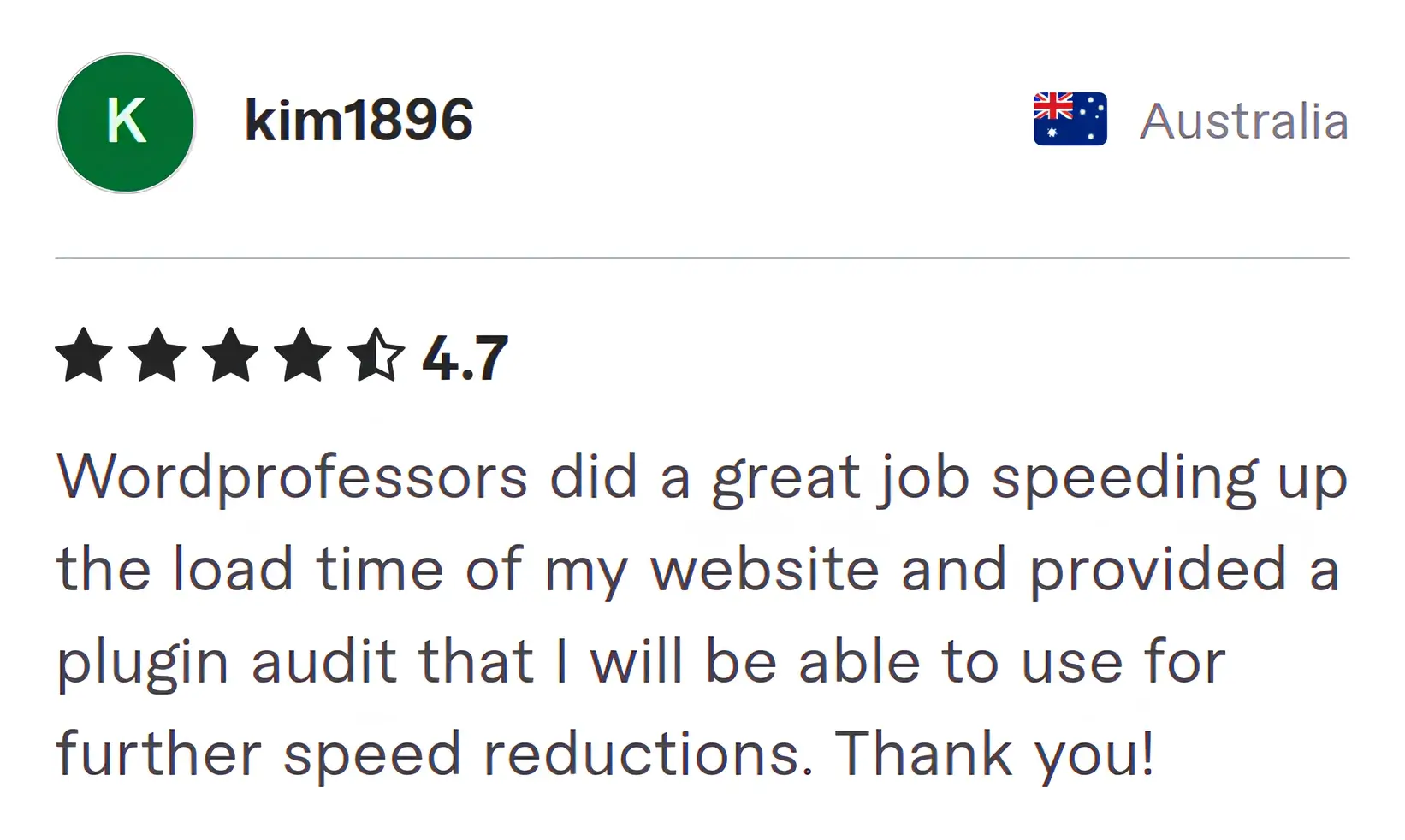 Kim1896 Fiverr review Screenshot of Fiverr review from Kim1896