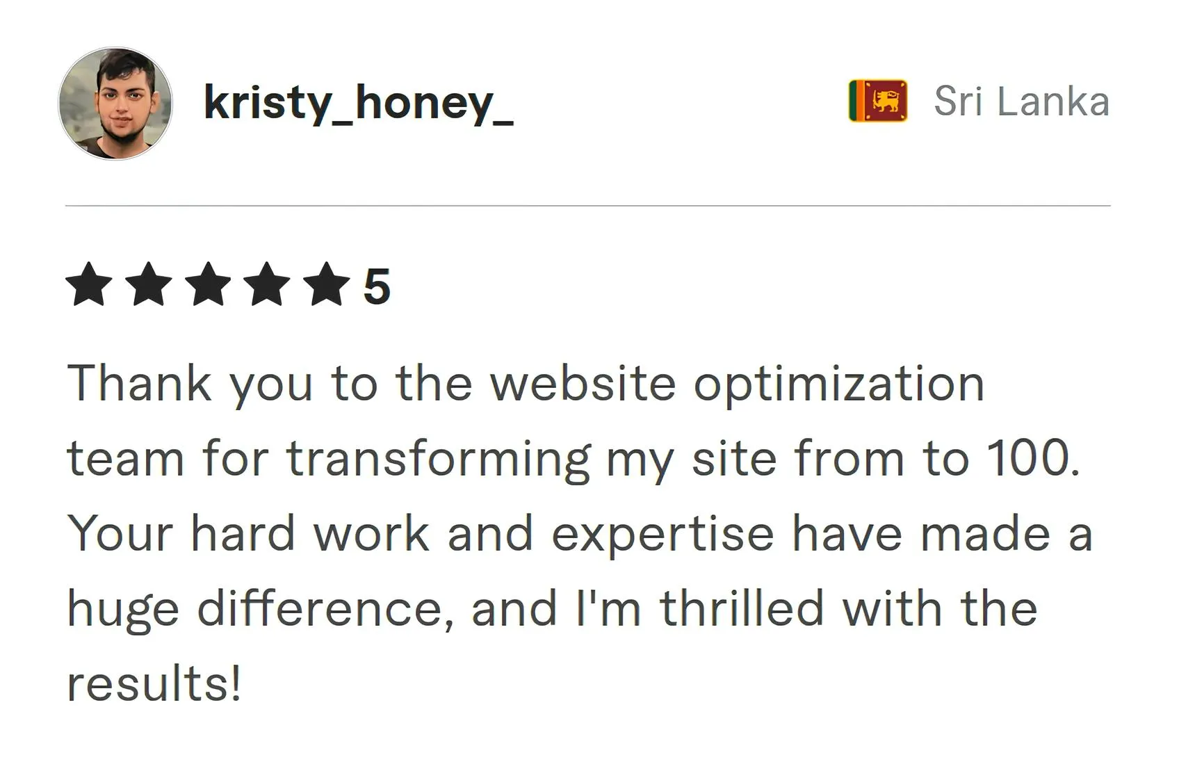 Kristy Honey Fiverr review Screenshot of Fiverr review from Kristy Honey