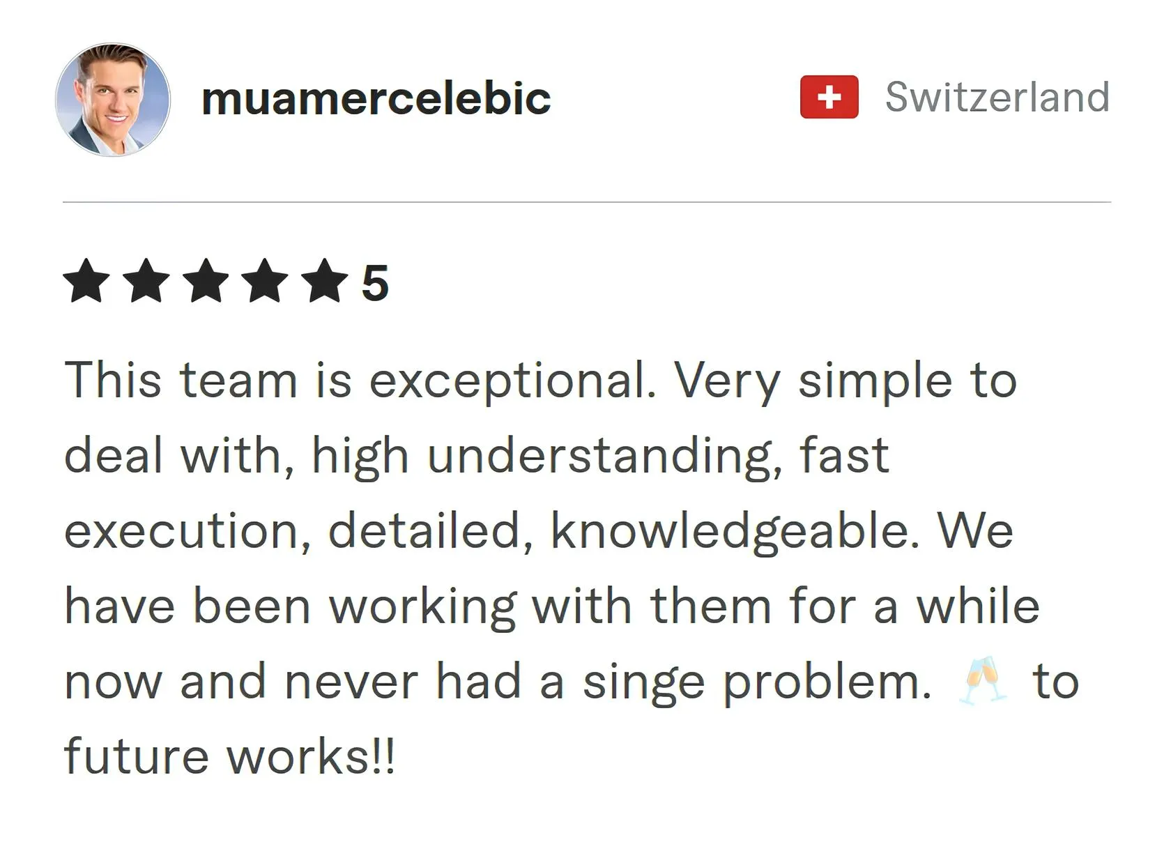 Muamer Celebic Fiverr review Screenshot of Fiverr review from Muamer Celebic