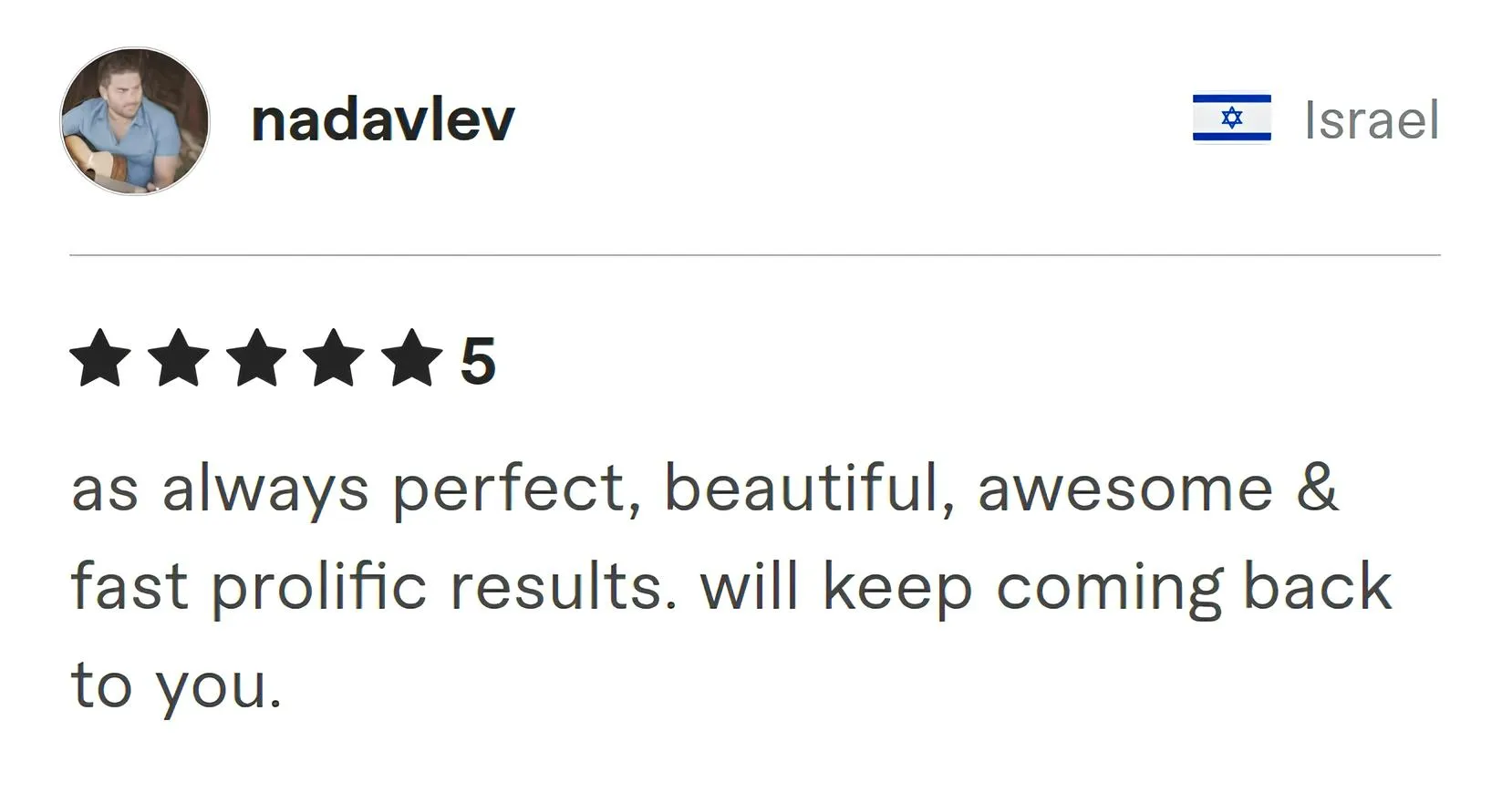 Nadavlev Fiverr review Screenshot of Fiverr review from Nadavlev