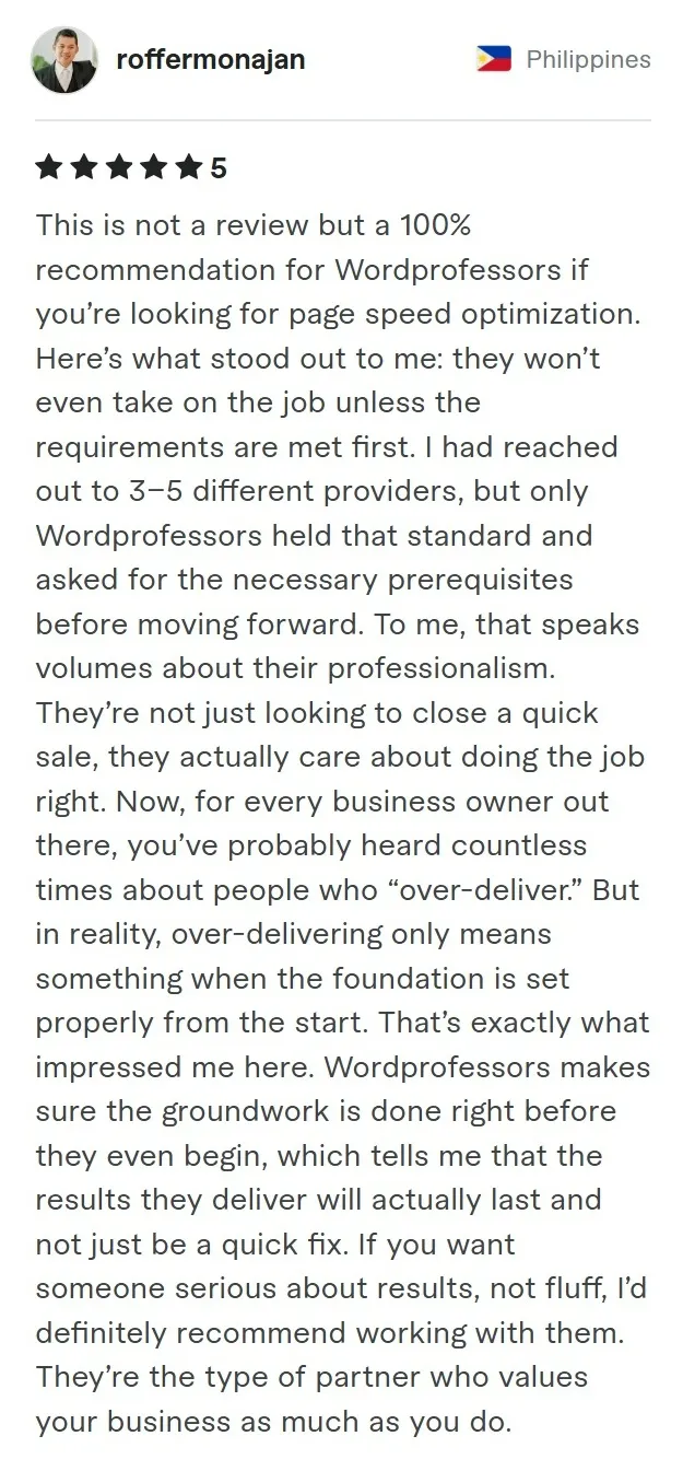 Roffermonajan Fiverr review Screenshot of Fiverr review from Roffermonajan