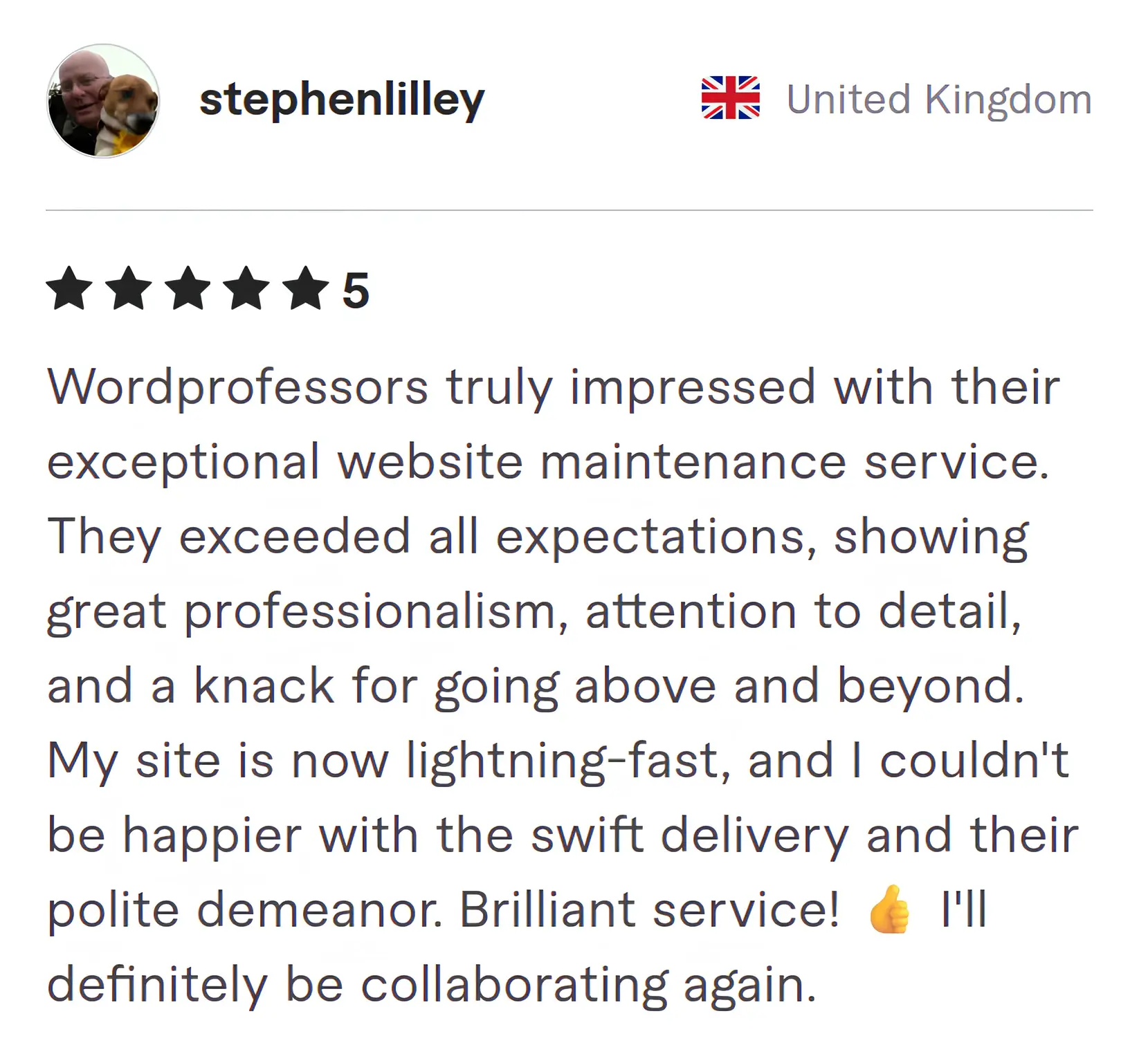 Stephen Lilley Fiverr review Screenshot of Fiverr review from Stephen Lilley