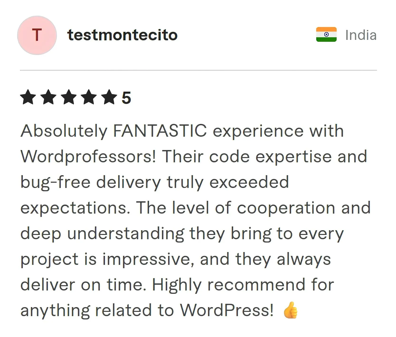 Testmontecito Fiverr review Screenshot of Fiverr review from Testmontecito
